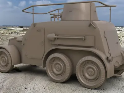 OA vz 30 Armoured Car German Clay Mental Ray 3D model