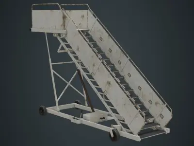 Airplane Stairs 1B Low-poly 3D model