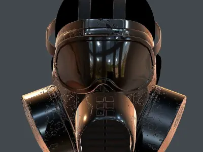 Gas mask helmet 3d model scifi Low-poly Low-poly 3D model