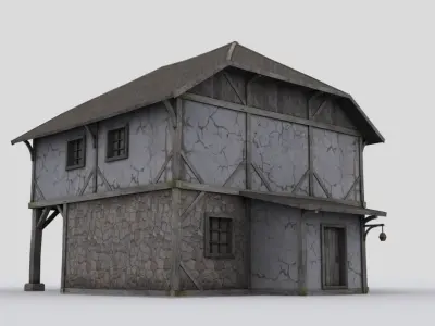 House old with roof Low-poly 3D model