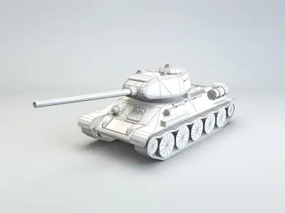 Low Poly T-34 85 medium tank Low-poly 3D model