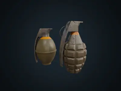 Grenades game-ready grenade Low-poly 3D model