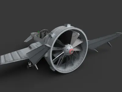 Fan jet Low-poly 3D model