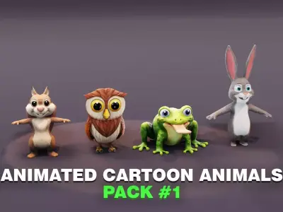 Squirrel Owl Frog Rabbit Pack 3D Model Low-poly 3D model