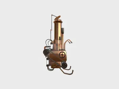 Steampunk Backpack 02 Cooper - Character Design Fashion Low-poly 3D model