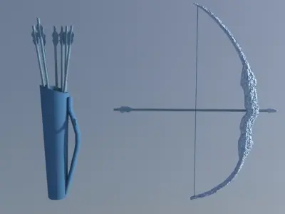Ice Bow and Arrows Free low-poly 3D model
