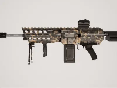 Machine Gun 1 Used Low-poly 3D model