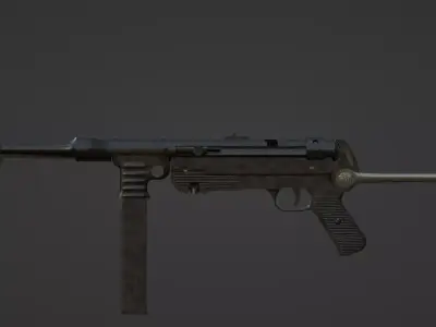 MP-40 Submachine Gun - Game Ready Free low-poly 3D model