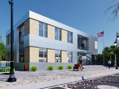 Commercial building Low-poly 3D model