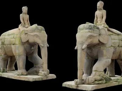 Ancient mounted elephant with 3 LOD - Nepal Heritage Low-poly 3D model