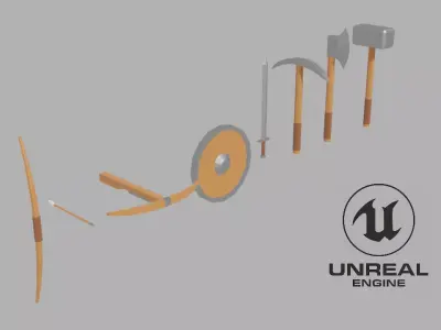 Weapons and tools mediveal pack for UE4 Free low-poly 3D model
