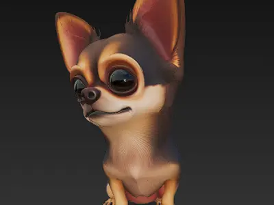 Chihuahua Dog Realistic 3D Model - Low Poly Realistic Low-poly 3D model