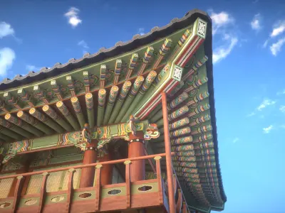 Korea Gwanghallu Pavilion - Joseon Hanok 3D model Low-poly 3D model