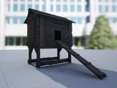 Old Chicken Barn - PBR Low-poly 3D model