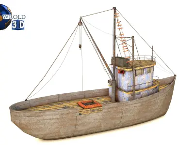 Lowpoly Fishing Boat 3D Model Low-poly 3D model