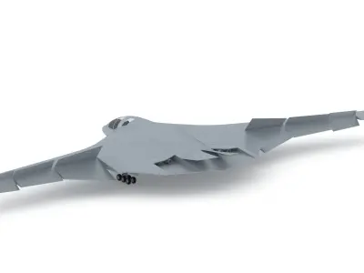 Tupolev PAK DA Stealth Aircraft Strategic Bomber Low-poly 3D model
