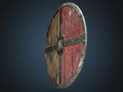 Round viking shield Low-poly 3D model