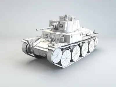 Low Poly Panzer 38t Light Tank Low-poly 3D model