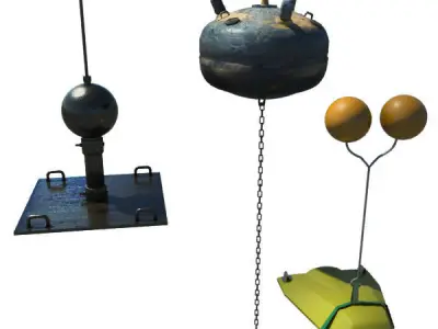 Collection Of 3 Mines - Bombs 3D model