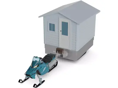 Snowmobile Fishing Shack 3D model