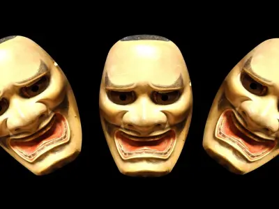 Japanese Mask Pack Noh Medieval Fantasy Edo Japan art wall decor Low-poly 3D model