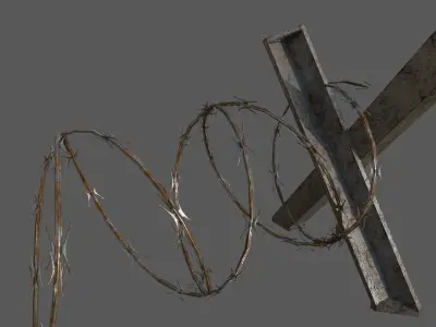 Military Barbwire Barricade Low-poly 3D model