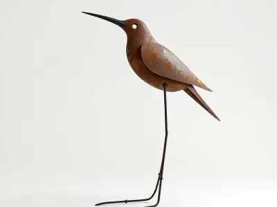 Rustic Metal Bird Sculpture D Model Pack Low-poly 3D model