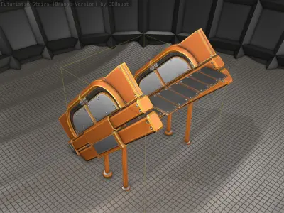 Sci-Fi Stairs - 24 - Orange Version Low-poly 3D model