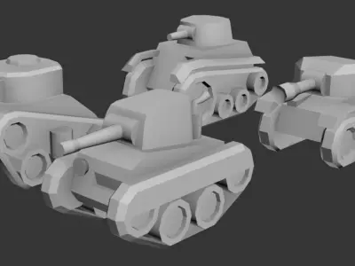 Midget Lowpoly Tanks Low-poly 3D model