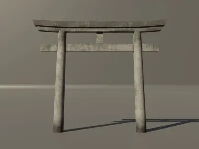 Japanese Stone Torii Gate Low-poly 3D model