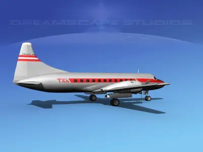 Convair CV-340  Texas Airlines 3D model