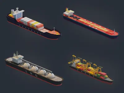 Ships and Boats Low-poly 3D model