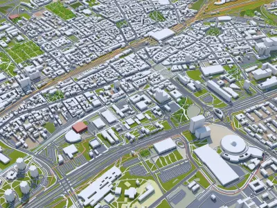 Katowice Downtown Poland Low-poly 3D model