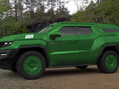 Green Rezvani Armored SUV Simplified 3D model