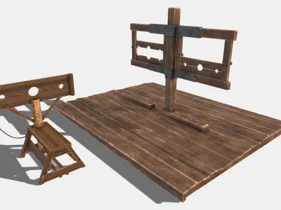 Medieval Stocks Low-poly 3D model