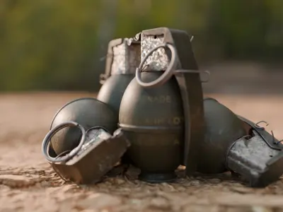 Realistic M26 Fragmentation Grenade 3D Model Low-poly 3D model