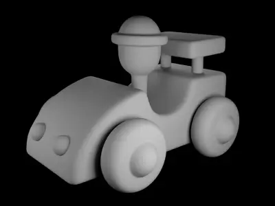 Small Wooden Car Free 3D model