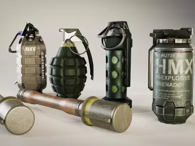 Game-Ready Grenade Pack Low-poly 3D model