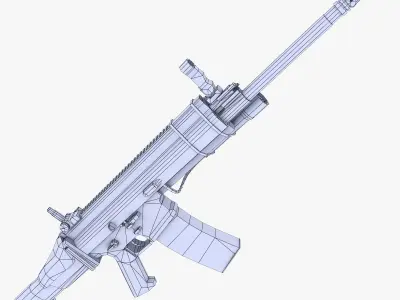 Scar-H Assault Rifle Low-poly 3D model get