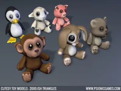 Cute Toy 3D Animal Models x 6 Free low-poly 3D model