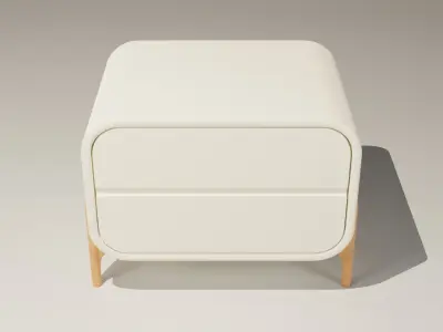 Elegant White Side Table with Wooden Legs - 3D Furniture Model Free 3D model
