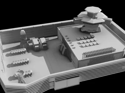 Sci- Fi Military Base Free low-poly 3D model