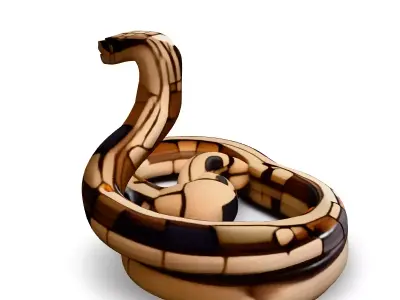 Wooden Segmented Snake Sculpture Low-poly 3D model