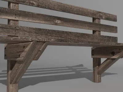 Wooden Bench Free 3D model buy
