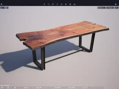 Rustic Live Edge Desk Table 5 Modern Organic Furniture 3D Model Low-poly 3D model