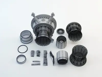 3d Military Jet Exhaust and Nozzle Detail kit 3D model