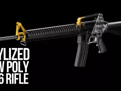 Low Poly M16 Assault Rifle Low-poly 3D model