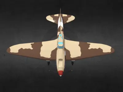IL-2 S fighter plane with camouflage Low-poly 3D model