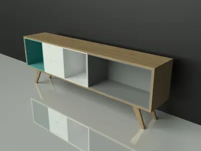 RTV - cabinet - wood - colorful - furniture set - Artrzcinski Low-poly 3D model