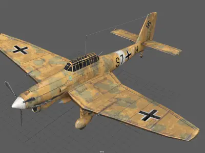 Afrika Korps Ju 87 Stuka Low-poly 3D model